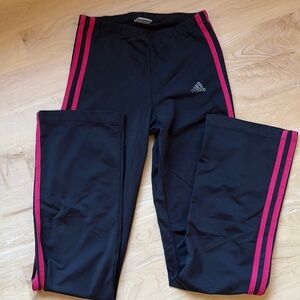 Adidas Women's Black Joggers with Pink Stripes
